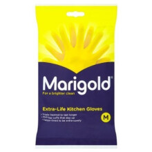 Marigold Extra-Life Kitchen Rubber Gloves - Medium, 1 Pair; Triple-Dipped, Roll-Top Cuffs, Cotton Lining, Non-Slip Grip