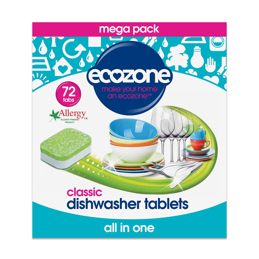 Ecozone All In One Dishwasher Tablets Classic, 72 Tablets