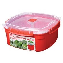 Sistema Microwave Large Steamer with Removable Steamer Basket, 3.2 L - Red/Clear