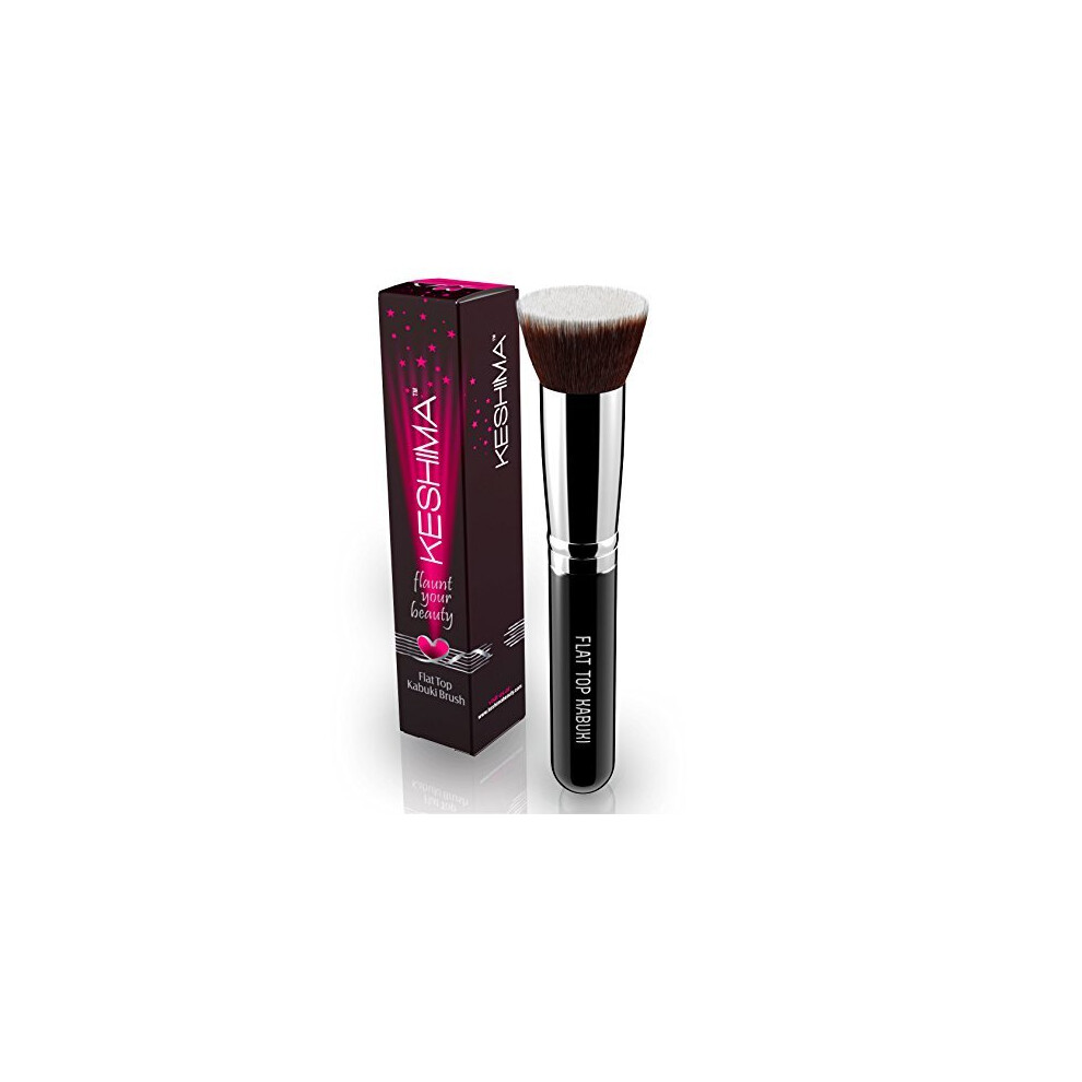 Flat Top Kabuki Foundation Brush By Keshima - Premium Makeup Brush for Liquid Cream and Powder - Buffing Blending and Face Brush