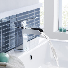 Chrome Waterfall Basin Sink Mixer Tap Modern Luxury Bathroom Lever Faucet