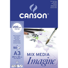 Blok Canson Imagine Mixed Media 200 g/m   , pr   rodn    biela, A3, vr   tane 50 listov