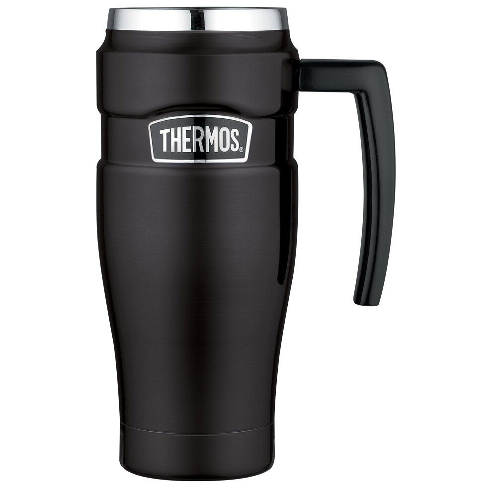 Thermos Stainless King Travel Mug, Matt Black, 470 ml