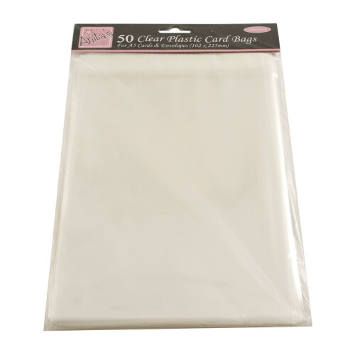 Anitas A5 Plastic Card Bag with 25 mm Lip, Transparent (Pack of 50)