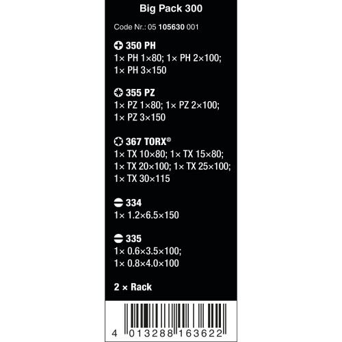 Wera Compleet set schroevendraaiers WERA Big Pack 300 - Import Duitsland 1
