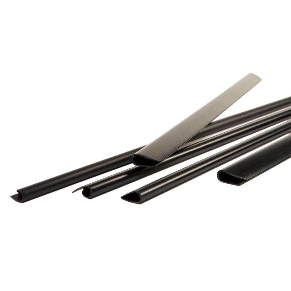 PAVO A4 6mm Slide Binders - Black, Durable Gloss Plastic, Pack of 25 (8008117)