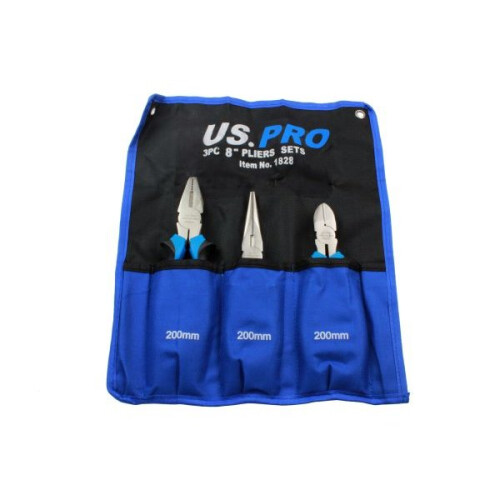 us pro US PRO 3pc 8" Plier Set NI-FE Finish - Combination, Cutters, Long Nose 2