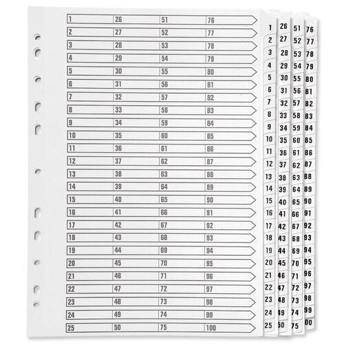 Q Connect A4 1-100 Mylar Index