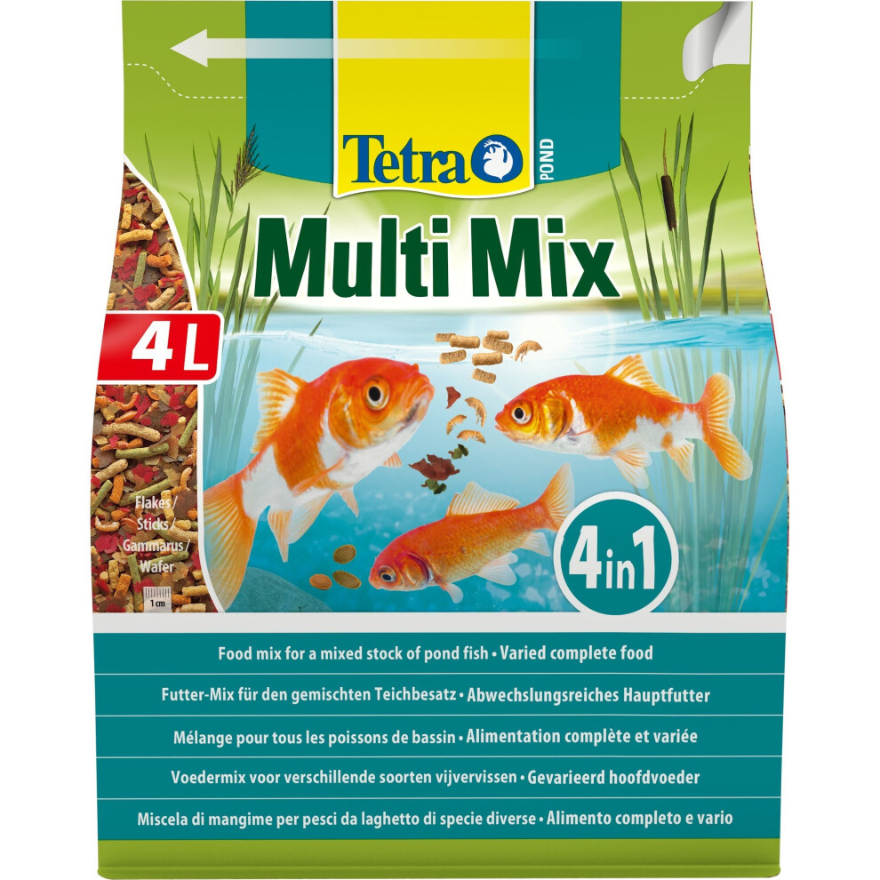 Tetra Pond Multi Mix, Varied Fish Food For A Mixed Stock Of Pond Fish, 4 Litre