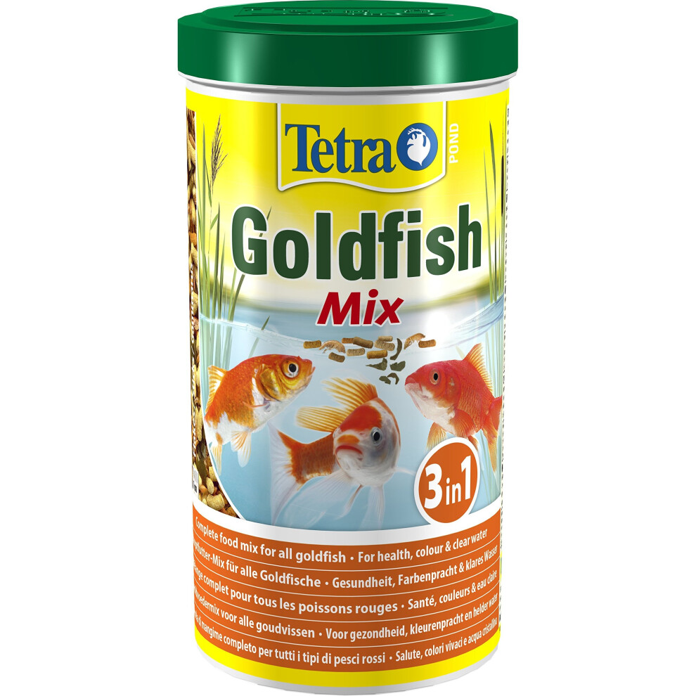 Tetra Pond Goldfish Mix, Complete Fish Food Mix for All Goldfish, 1 Litre