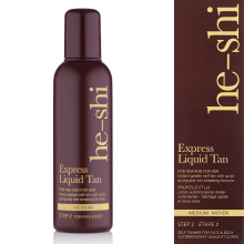 He-Shi Express Liquid Self Tan Medium Unisex Instant Fake Tanning Bronzer, 150ml