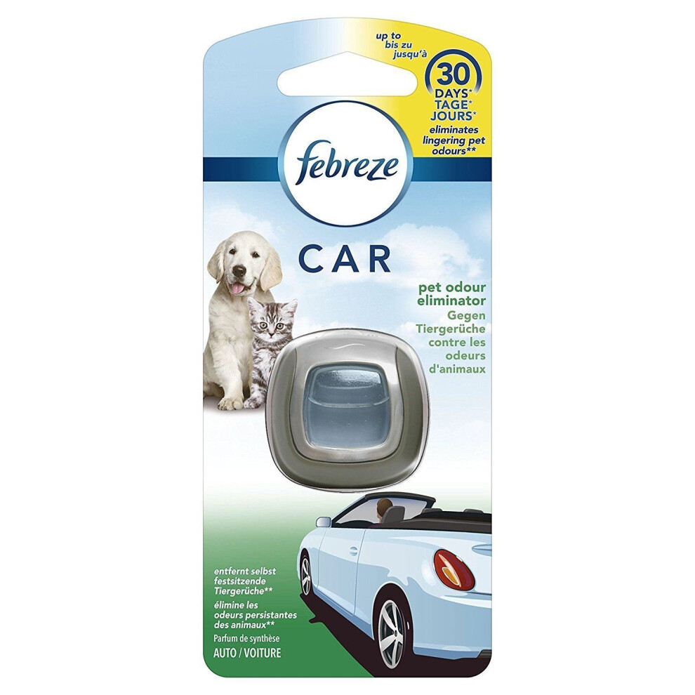 Febreze PET Odour Scented Car Air Freshener Vent Clip-On 30-Day Starter Kit, 2ml