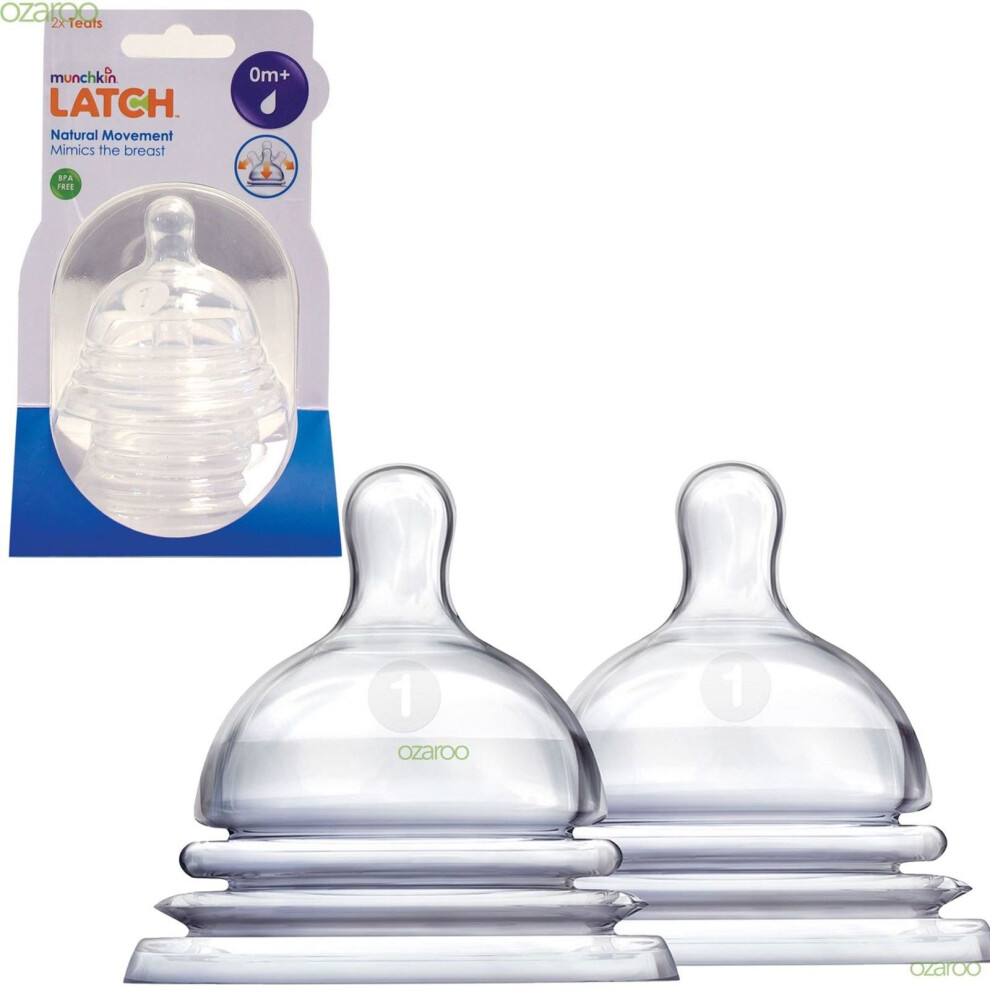 Munchkin LATCH Stage 1 Slow Flow Teat, Stretches and Moves - Pack of Two Teats