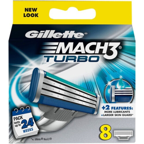Gillette Ανδρικές ανταλλακτικές λεπίδες ξυρίσματος Gillette Mach3 Turbo - 8 πακέτα ανταλλακτικών
