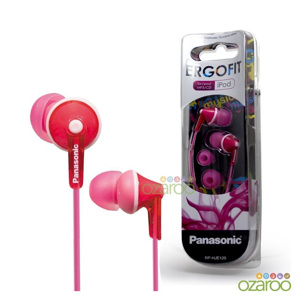 Panasonic Ergofit Earphones For Ipod, Iphone, Mp3 & Android - Rp-Hje125e-P Pink 5025232711871