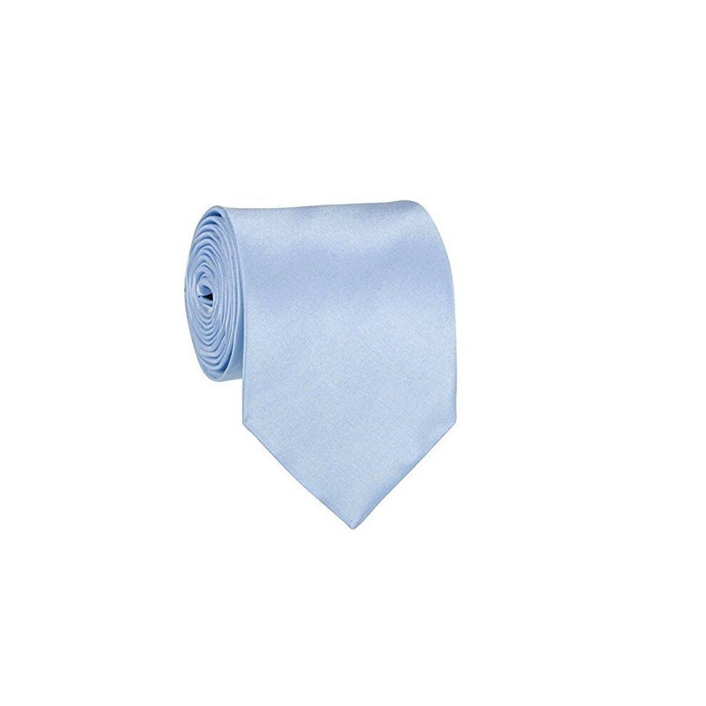 (Sky Blue) Satin Necktie for Men - Coloured Tie for Wedding, Prom, Parties and Formal Occasions - Soft Polyester Accessory with Solid Colour Design for Suit