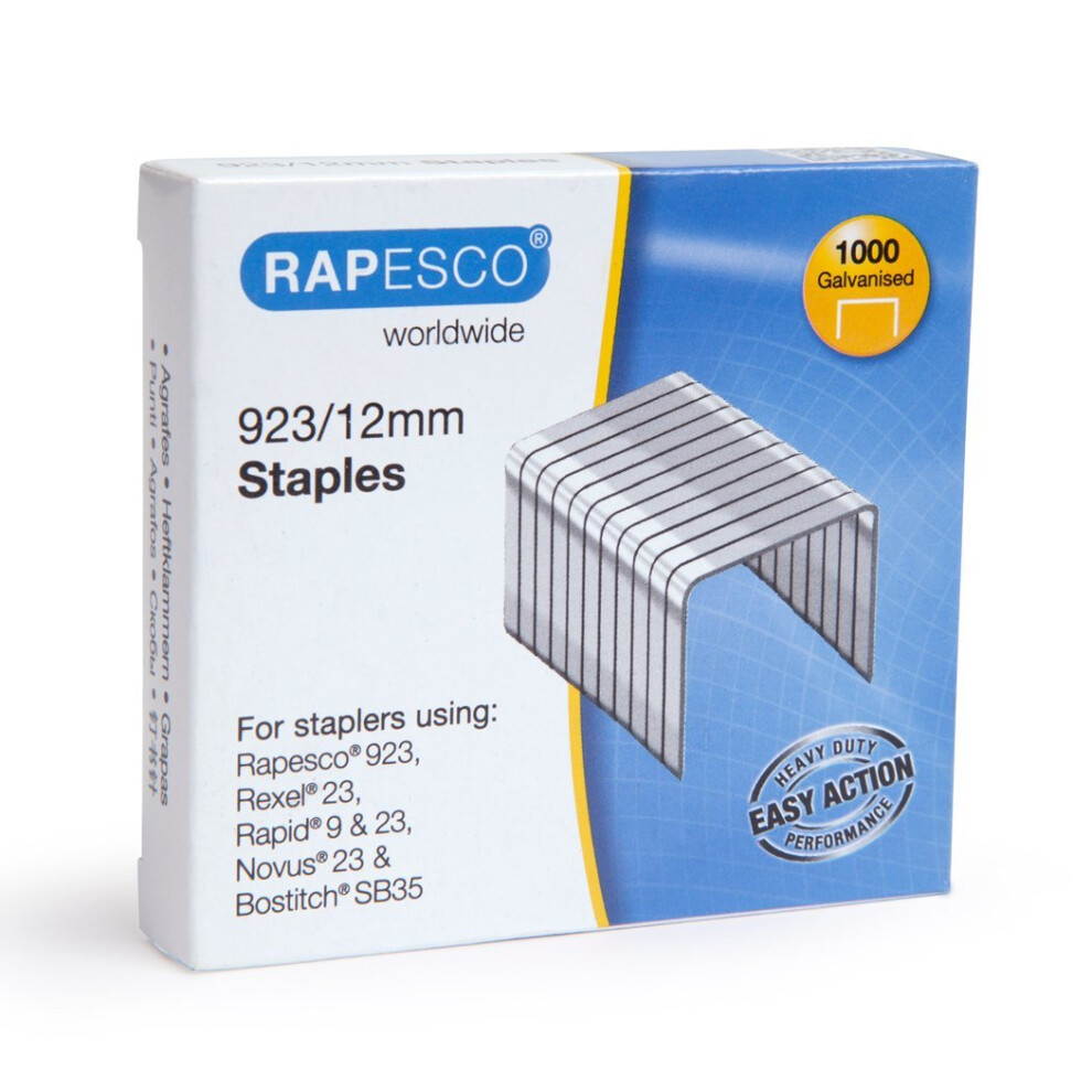 Rapesco 923 12 Mm Galvanised Staples 5018505005449