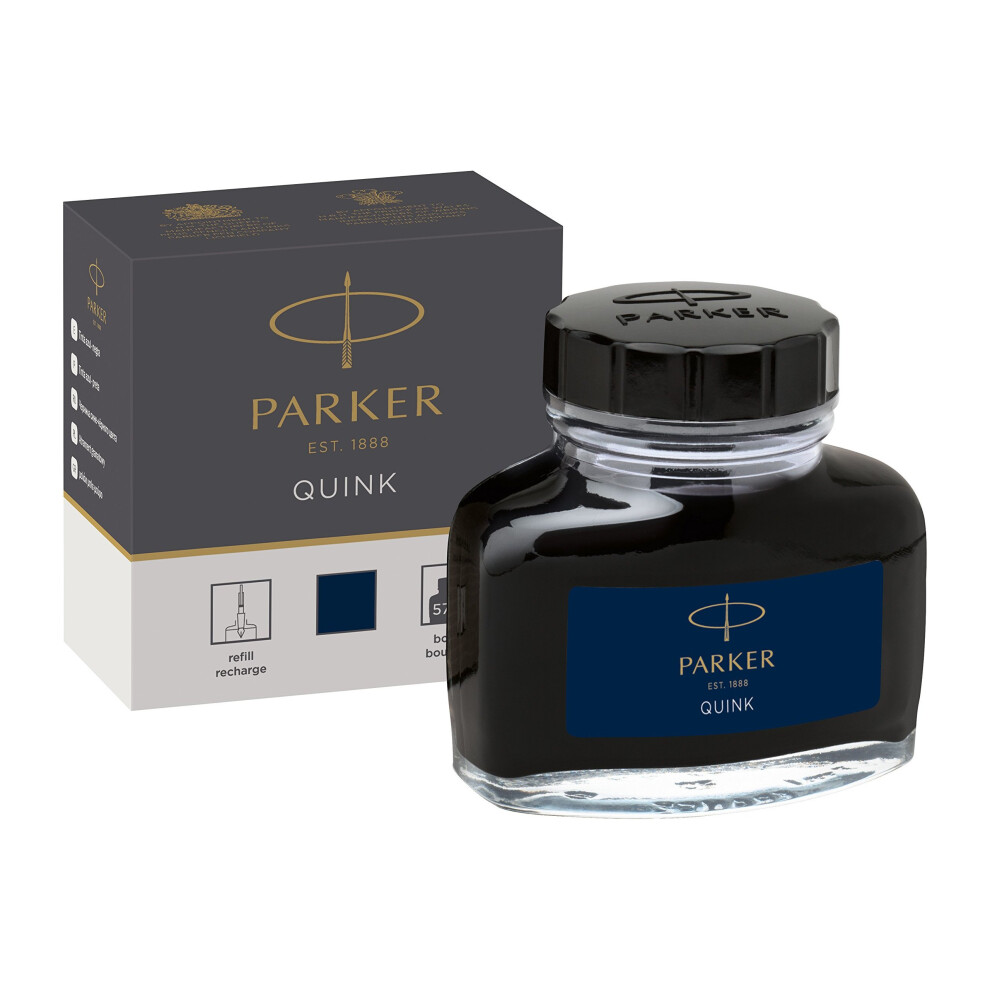 Parker Quink 57ml Ink Bottle Permanent - Blue/ Black