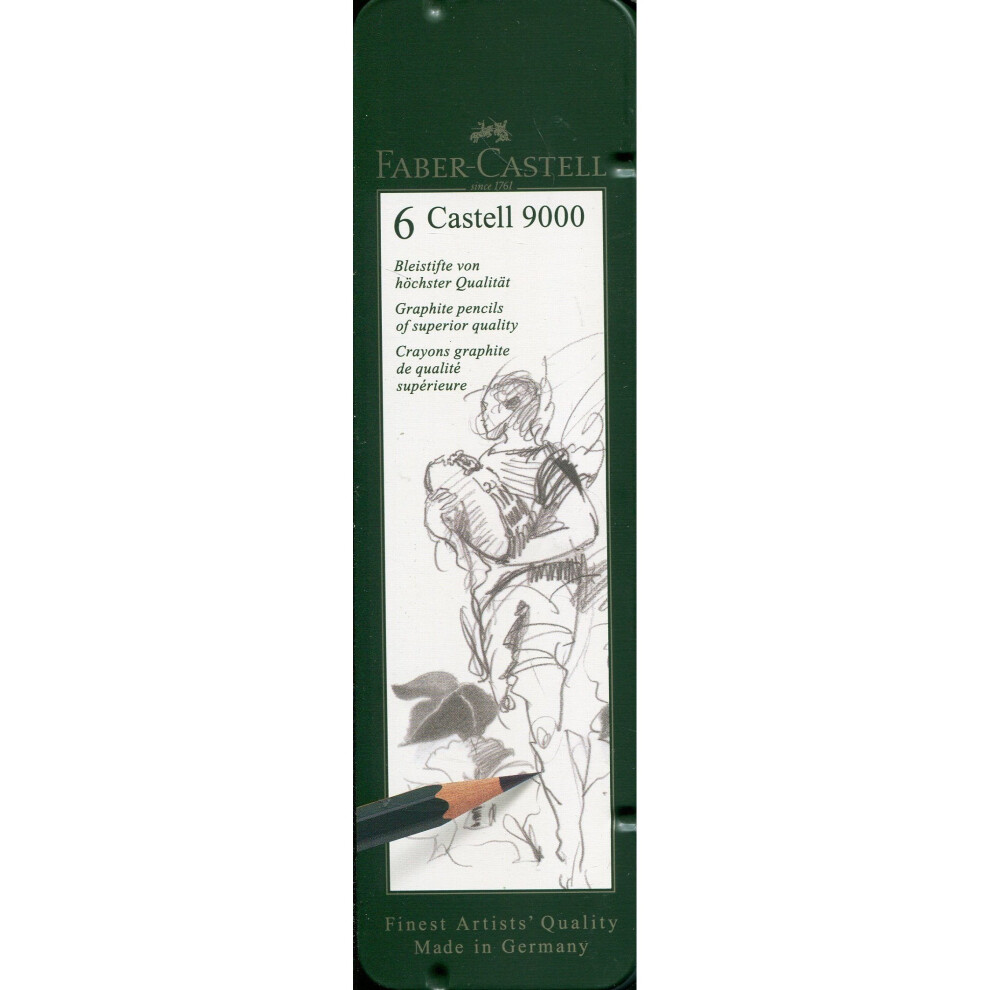 CASTELL 9000 GRAPHITE PENCIL TIN OF 6