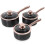 Tower Tower 3pc Linear Non-Stick Saucepan Set | Black & Rose Gold Aluminium Pans 1