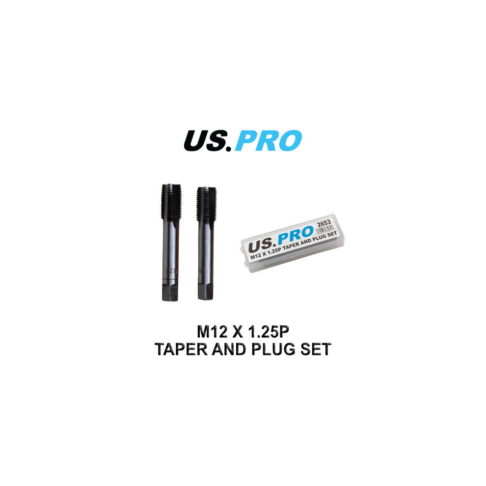 US PRO M12 x 1.25P Taper & Plug Set ( Tap & Die ) 2653