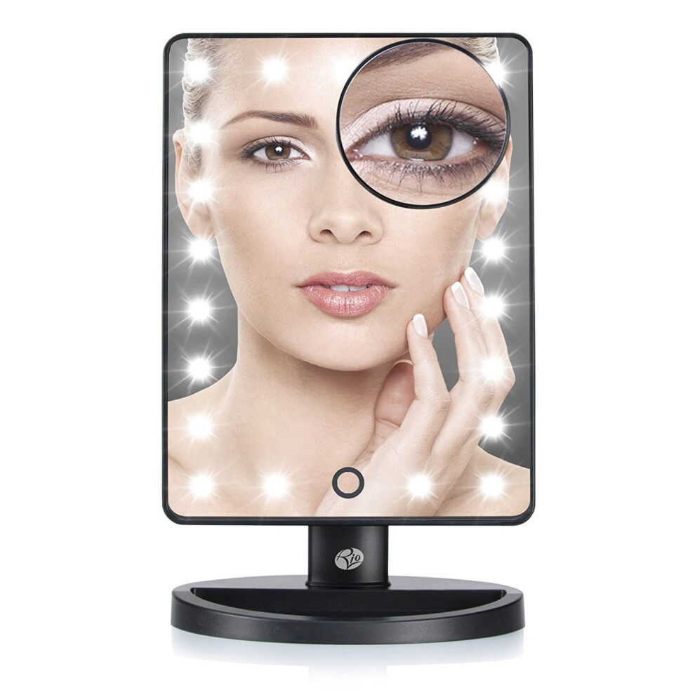 Rio Make-Up Mirror 24 Led Lights Touch Dimmable 180Â° With 1X & 10X Magnification