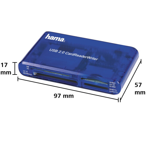 Hama Hama 00055348" 35in1 USB 2.0 Multi Card Reader, SD/CF/MS/xD/SM - Blue 2
