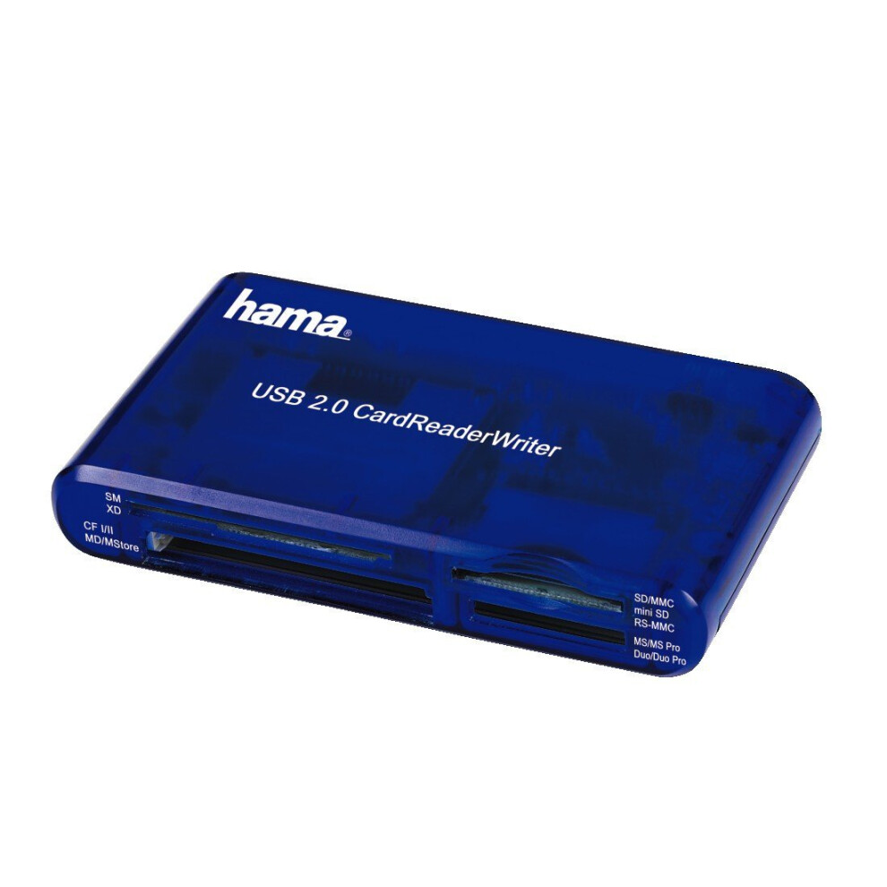 Hama 00055348" 35in1 USB 2.0 Multi Card Reader, SD/CF/MS/xD/SM - Blue