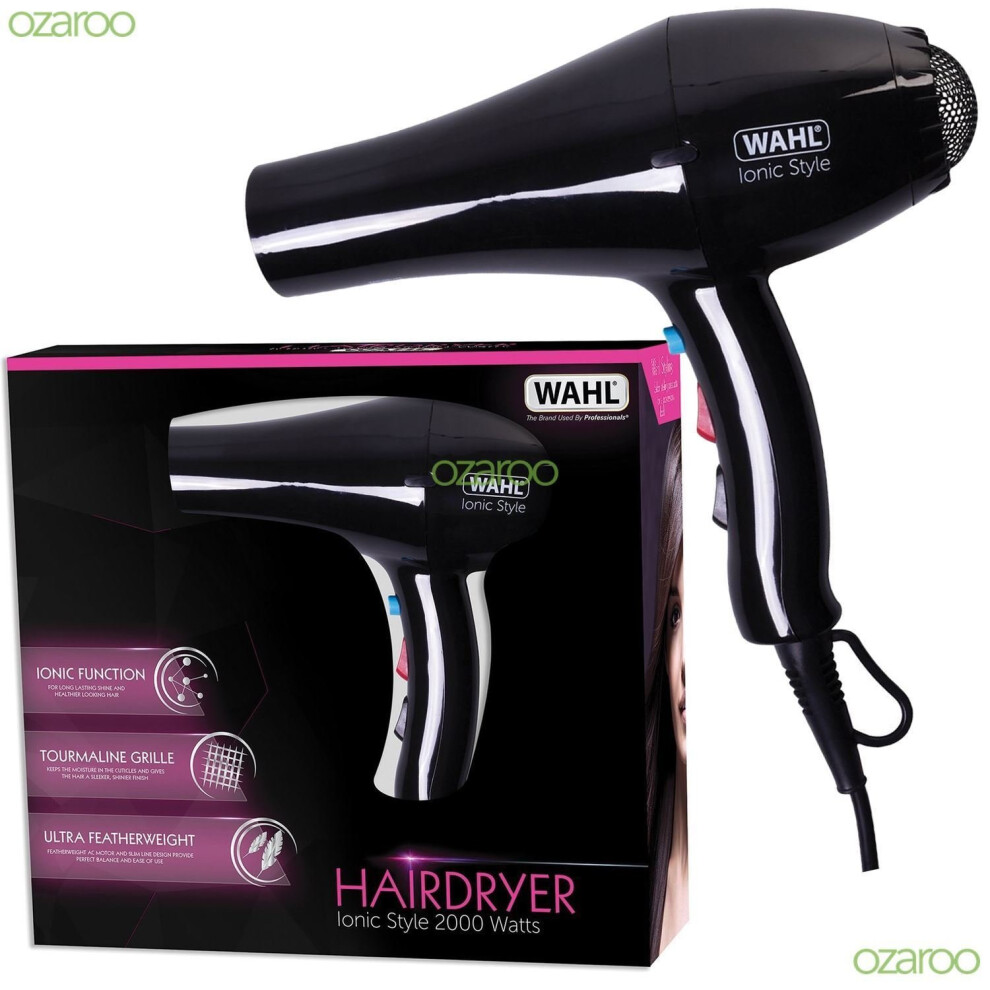Wahl Professional Womens Ionic Style Hairdryer With Cool Shot 2000W Zx906 Black