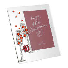 Juliana Anniversary Mirror Frame 4x6 Flute Crystal 40th