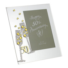 Juliana Anniversary Mirror Frame 4x6 Flute Crystal 50th