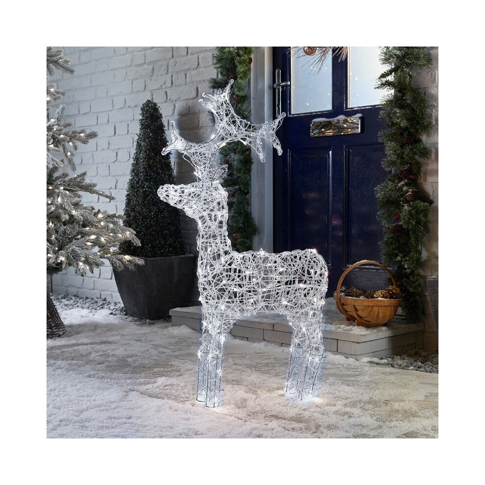 (Cool White LEDs, 90cm) Kaemingk Everlands Acrylic Reindeer Decoration