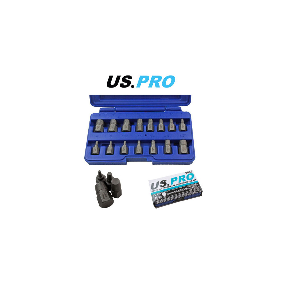 US PRO 15PC Heavy Duty Screw And Stud Extractor Set 2637