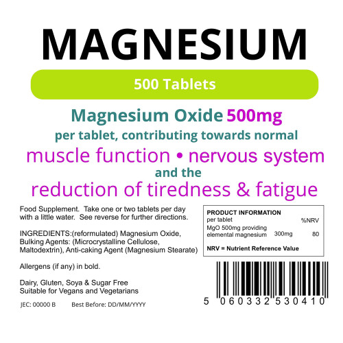 LINDENS Lindens Magnesium 500mg Tablets | 500 Pack 2
