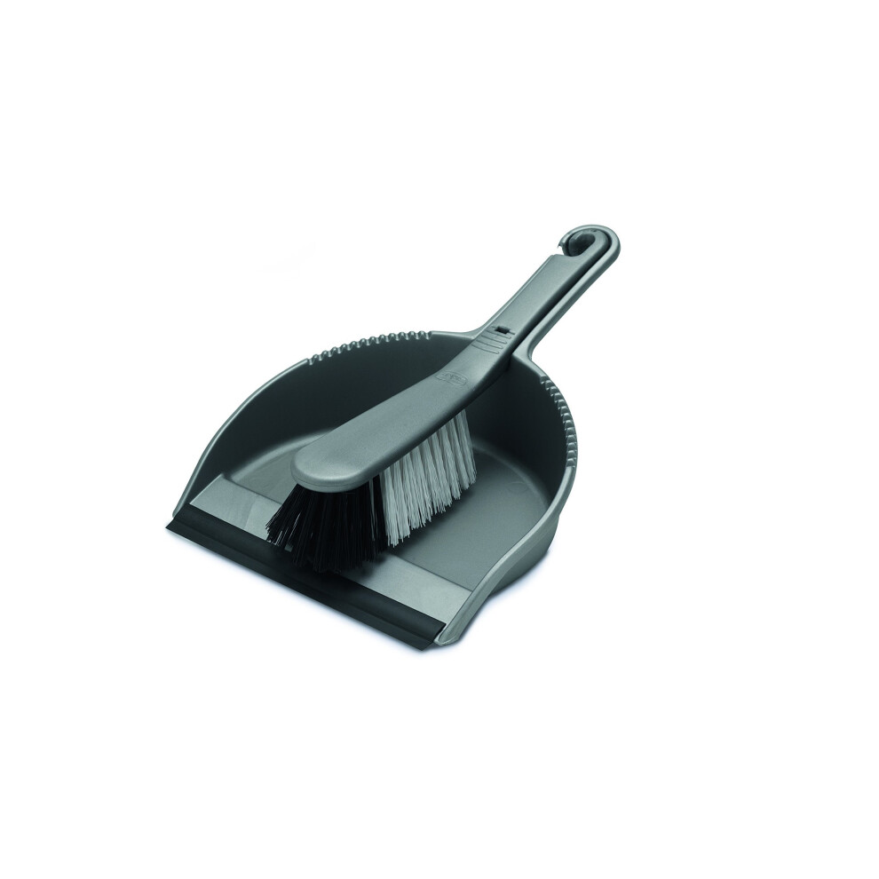 Addis Housewares Dustpan and Stiff Brush Set, Metallic Silver