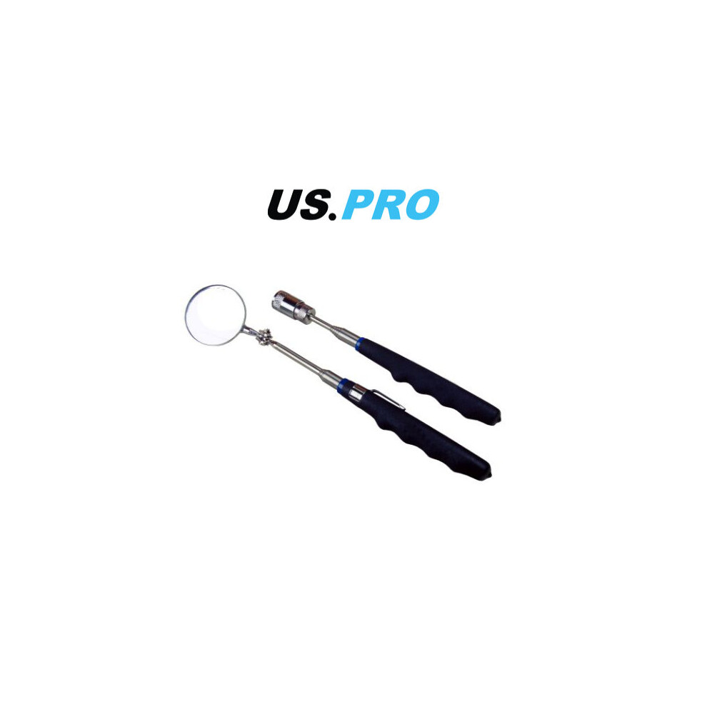 US PRO Telescopic Magnetic Pick Up Tool With LED Light & Inspection Mirror