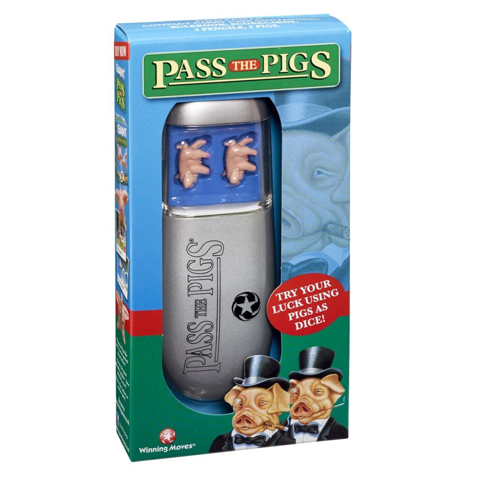 Pass The Pigs Winning Moves 123 - Classic Party Pig Dice Game In A Compact Case Silver