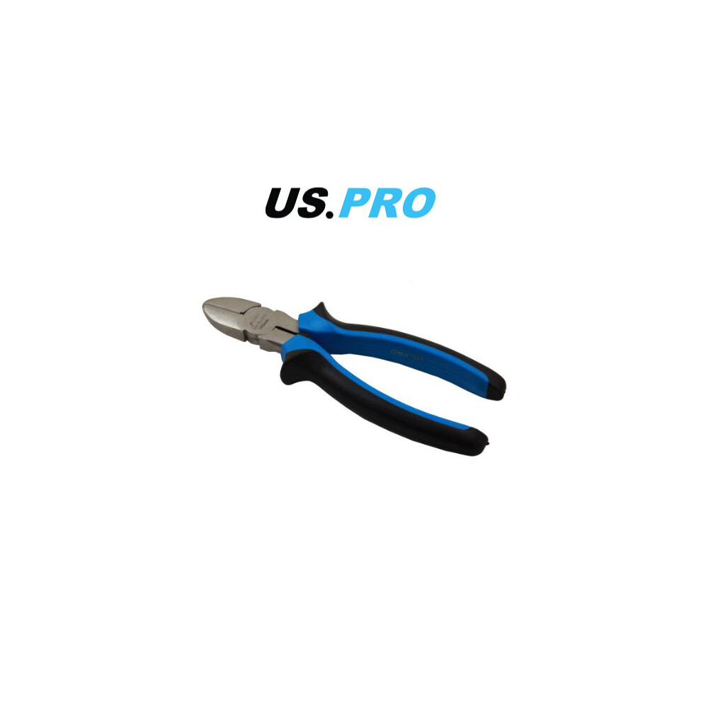 US PRO 7" (175MM) NI-FE Finish Comfort Grip Diagonal Side Cutting Pliers