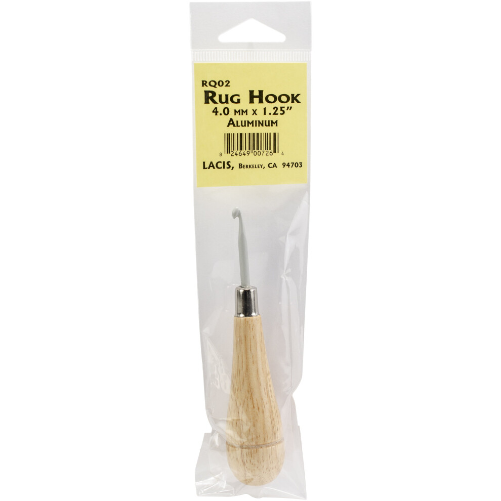 Lacis Punch Needle Rug Hook W/Wood Handle-Aluminum 4mmX1.25