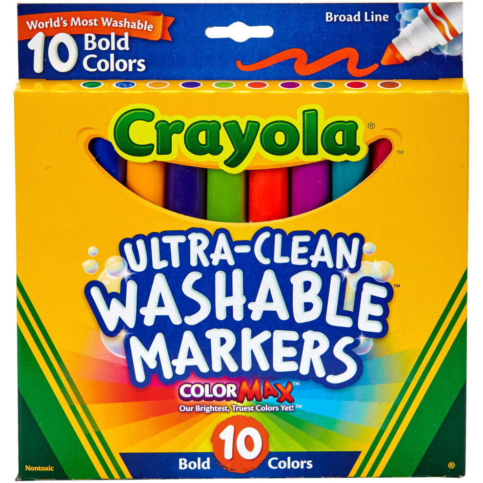 Crayola Ultra-Clean Color Max Broad Line Washable Markers-Bold Colors 10/Pkg