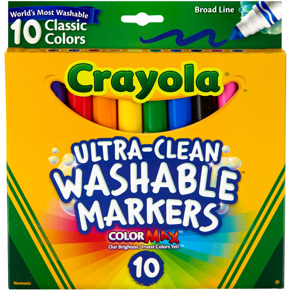 Crayola Ultra-Clean Color Max Broad Line Washable Markers-Classic Colors 10/Pkg