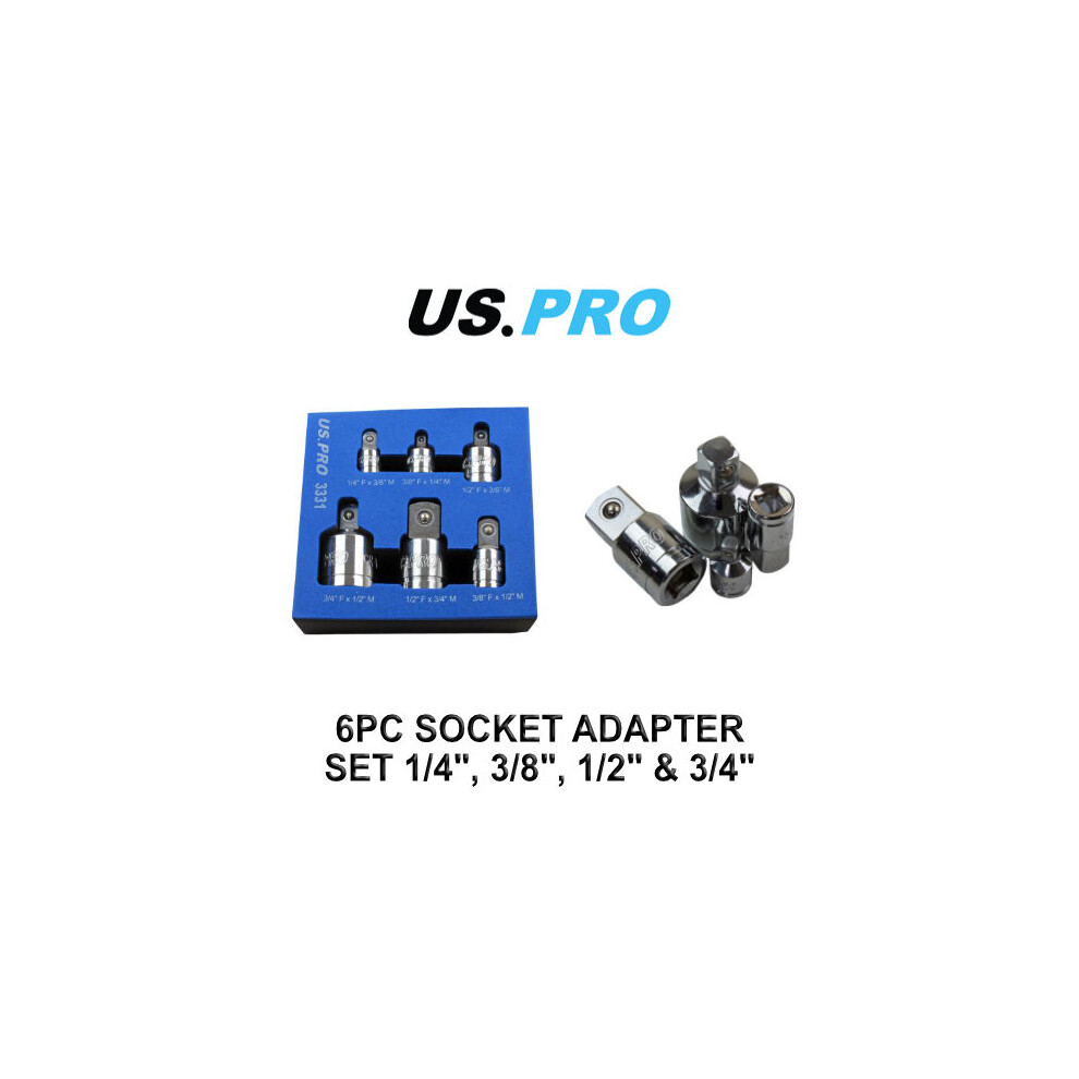 US PRO 6pc Socket Adaptor Set - Reducer Set - Step Up And Step Down