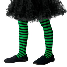 Kids Wicked Witch Striped Tights (Black & Green)