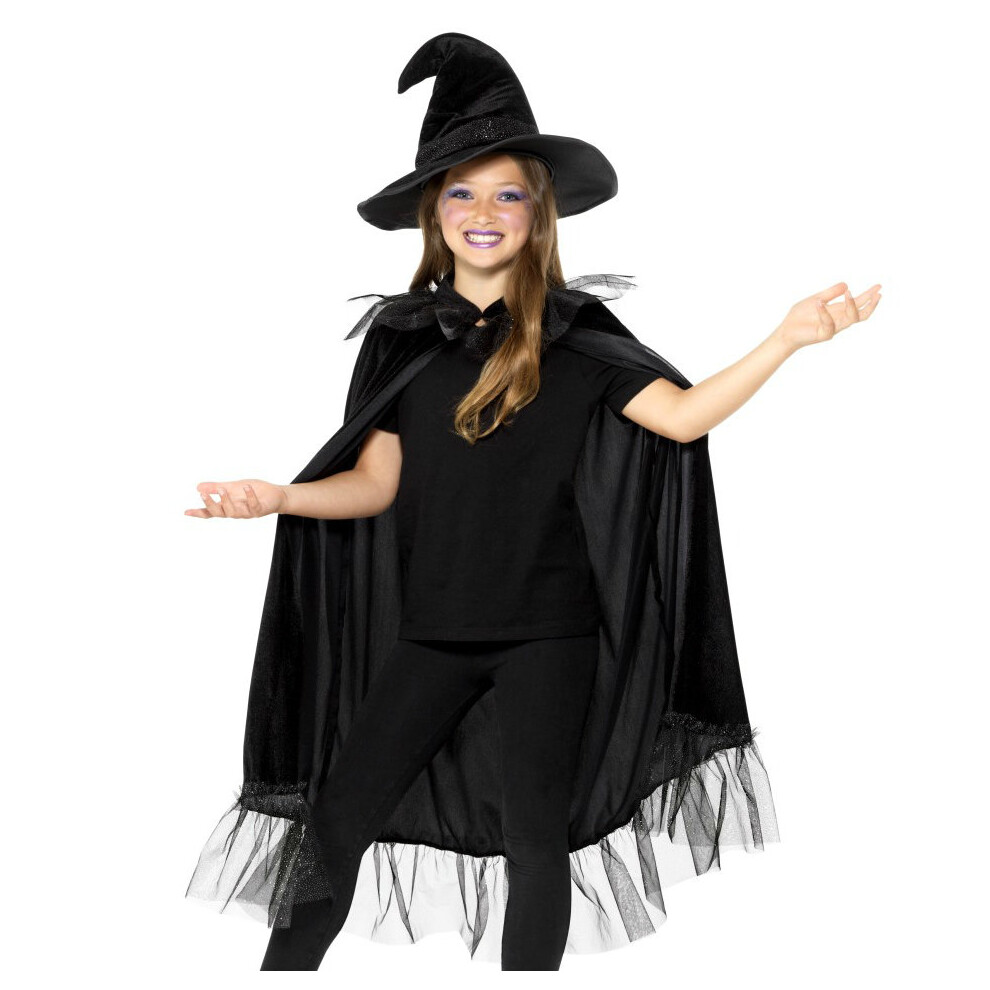 Smiffy's Kids Sparkly Glitter Witch Costume Kit Black