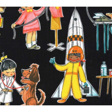 Fat Quarter You Go Girl Black Play Careers Jobs Cotton Quilting Sewing Fabric