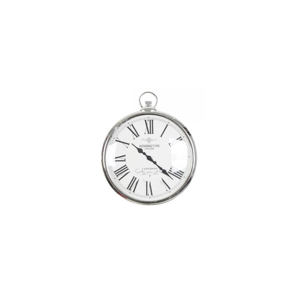 Silver Pocket Watch Clock Kensignton Station Large Wall Clock 42cm