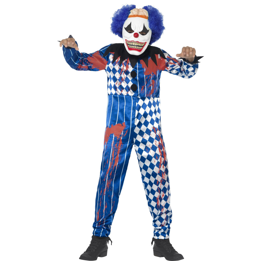 Smiffy's (Large) Kids Deluxe Sinister Clown Costume | Halloween Blue,White,Black