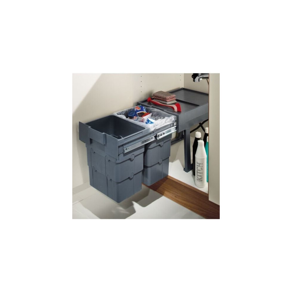 Hafele Ninka Wasteboy Kitchen Under Sink Pull Out Bins, 2 x 16 litres