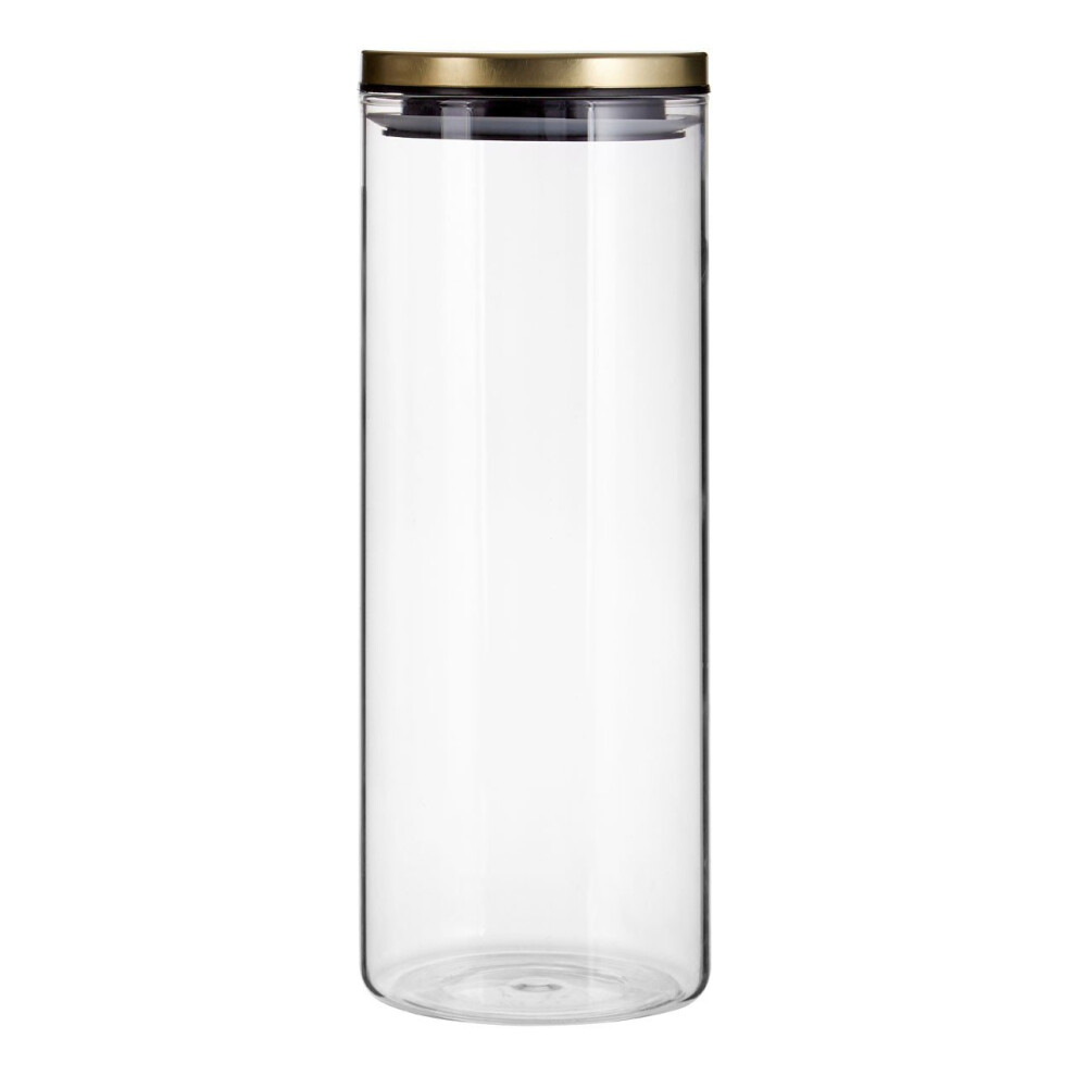 Freska Clear Glass Storage Jar with Metal Gold Lid, 1600ml