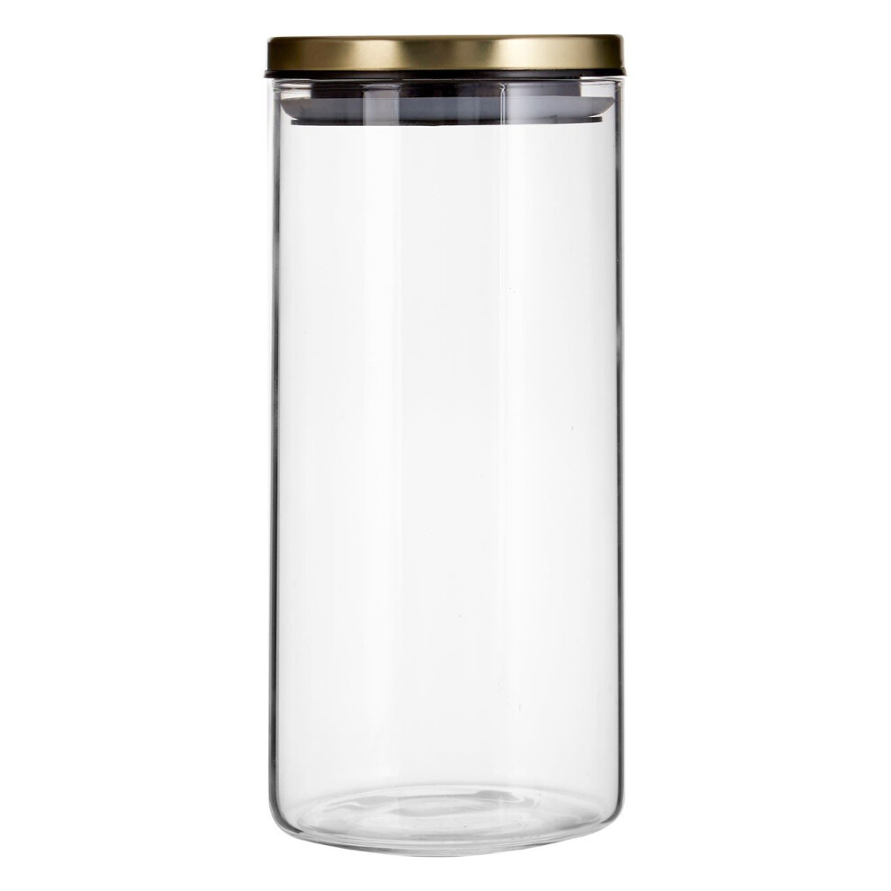 Freska Clear Glass Storage Jar with Gold Metal Lid, 1300ml